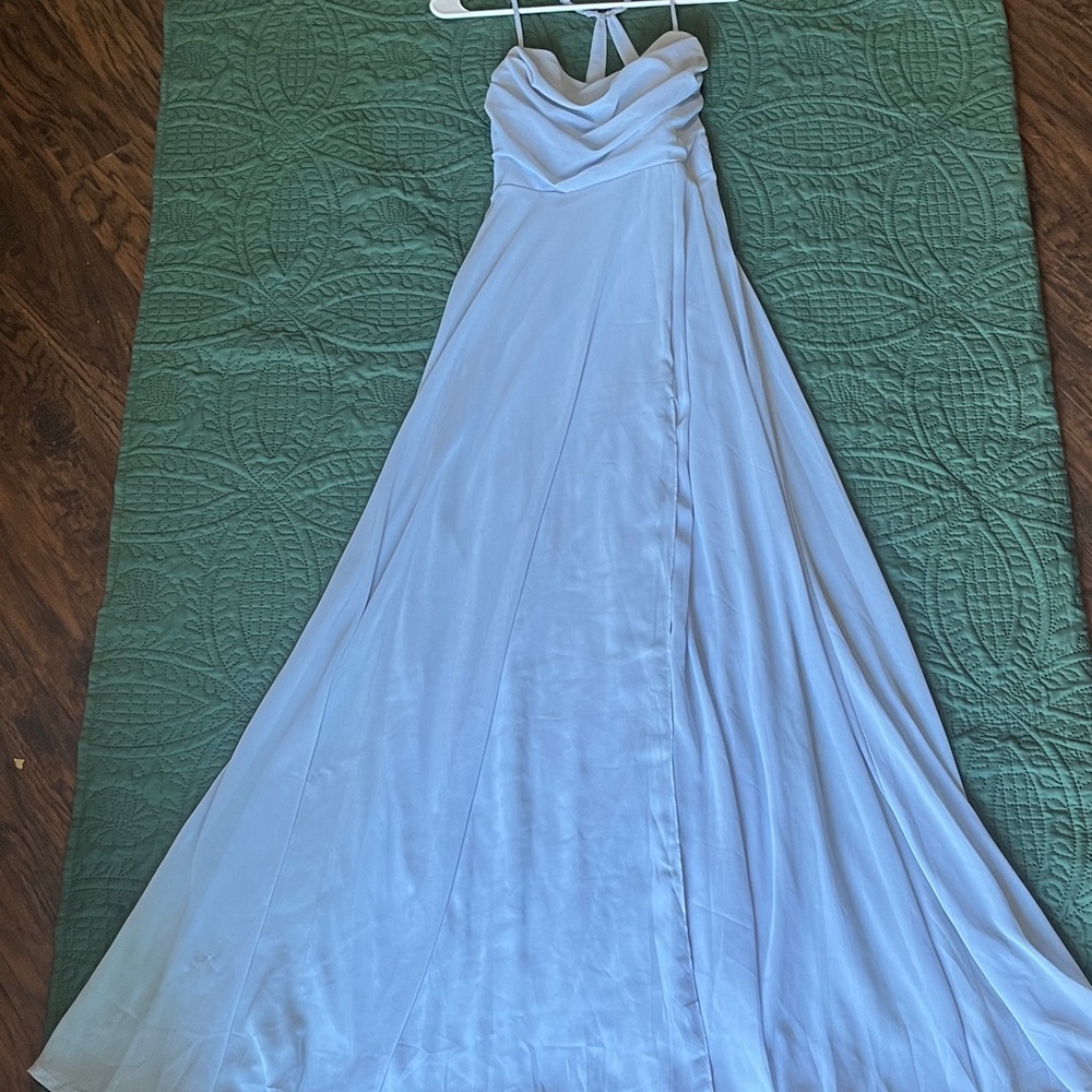 Elegant Light Blue Strap Dress- David’s Bridal - M